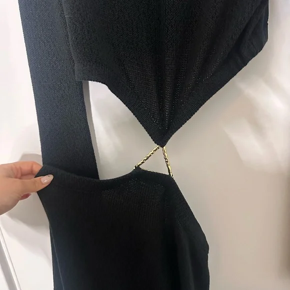 Meshki Black Maxi Dress with Slit - Picture 4 of 5